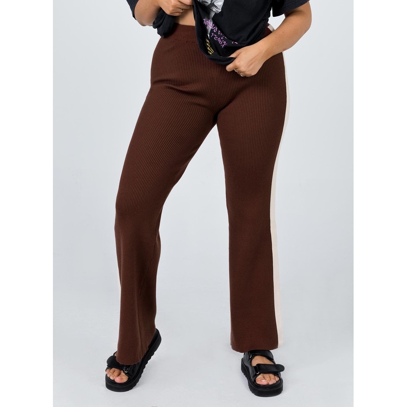 Contrast Wide Leg Knit Pant