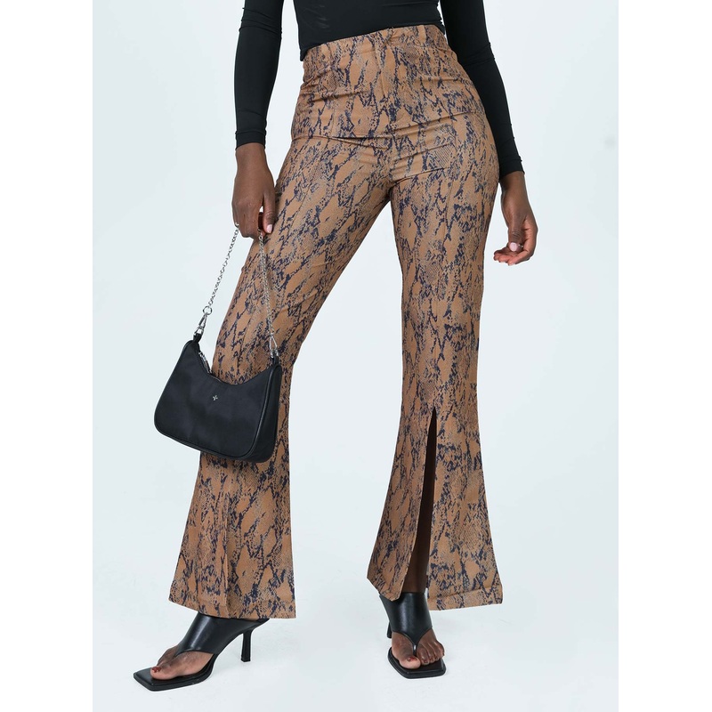 Devotion Snake Print Pants Brown