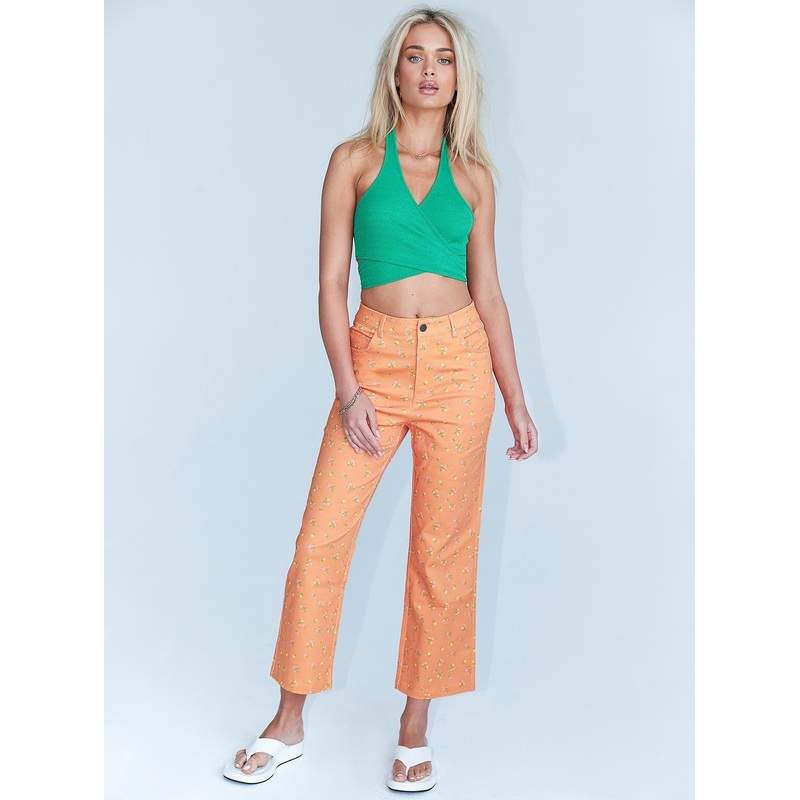 Ivy Floral Straight Leg Jeans Orange