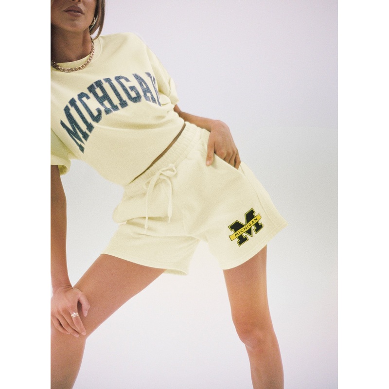 Michigan High Rise Sweat Shorts Yellow