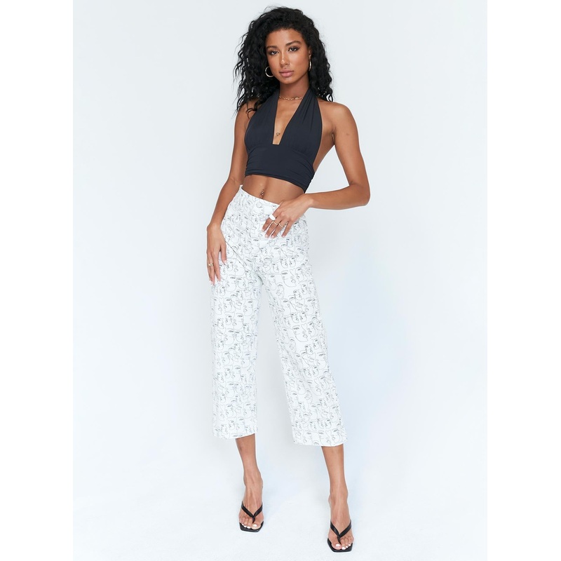 Nelly Wide Leg Face Print Pants White