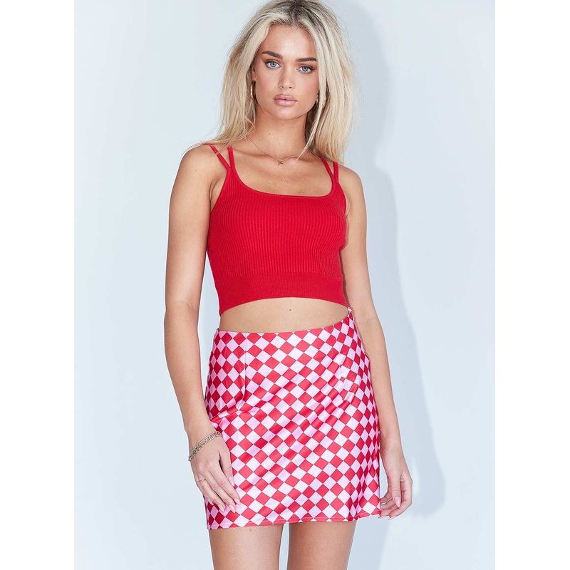 The Joan Checkerboard Mini Skirt Pink