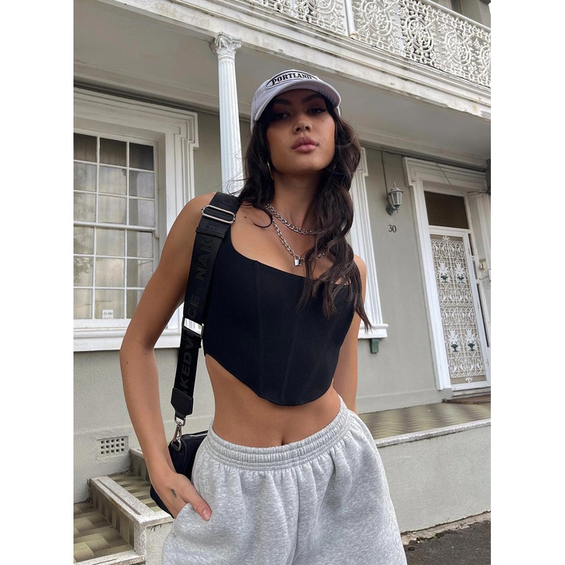 Kaeshia Rib Bustier Black