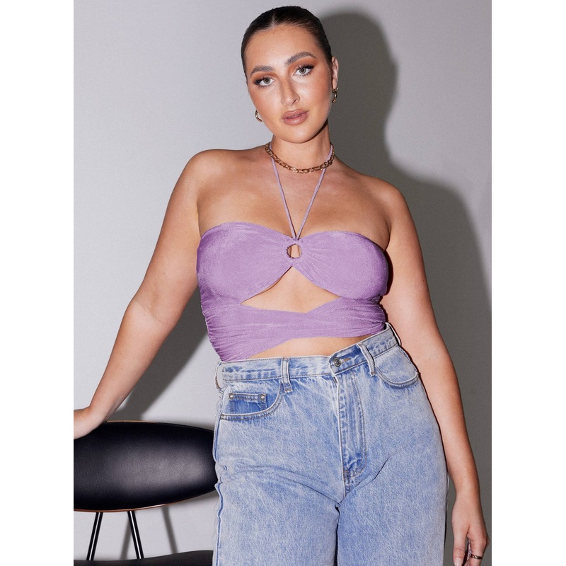 Loriella Ring Detail Crop Top Purple