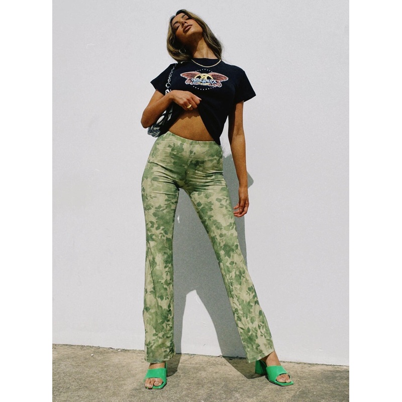 Motel Heny Trouser Blurred Floral Green