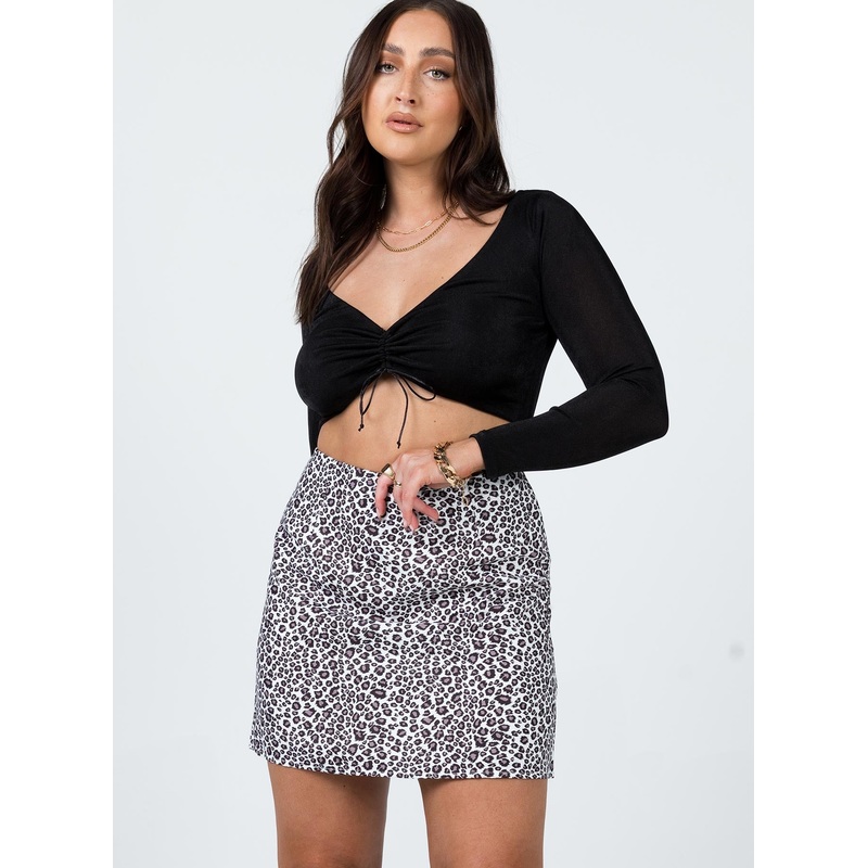 Selby Mini Skirt Black / White Leopard