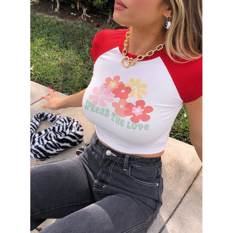 Spread The Love Graphic Top White