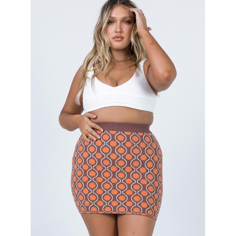 Sunset Mini Skirt Brown/ Red
