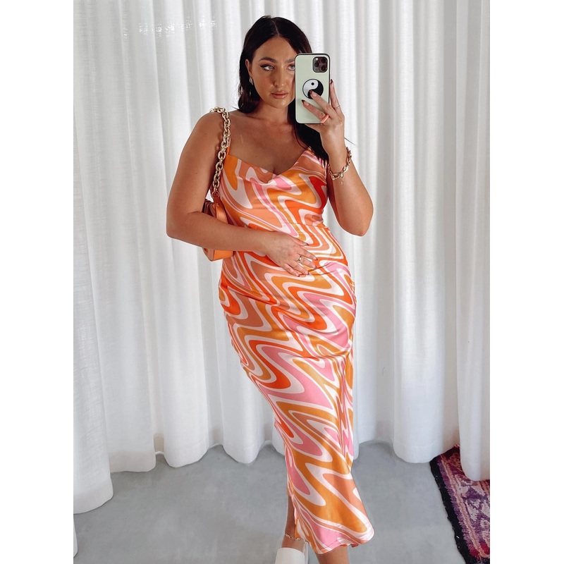 Zamora Maxi Dress Orange / Pink