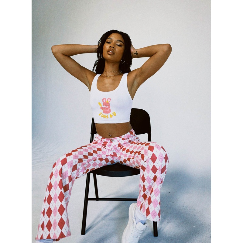 Zoey Argyle Straight Leg Pant Pink