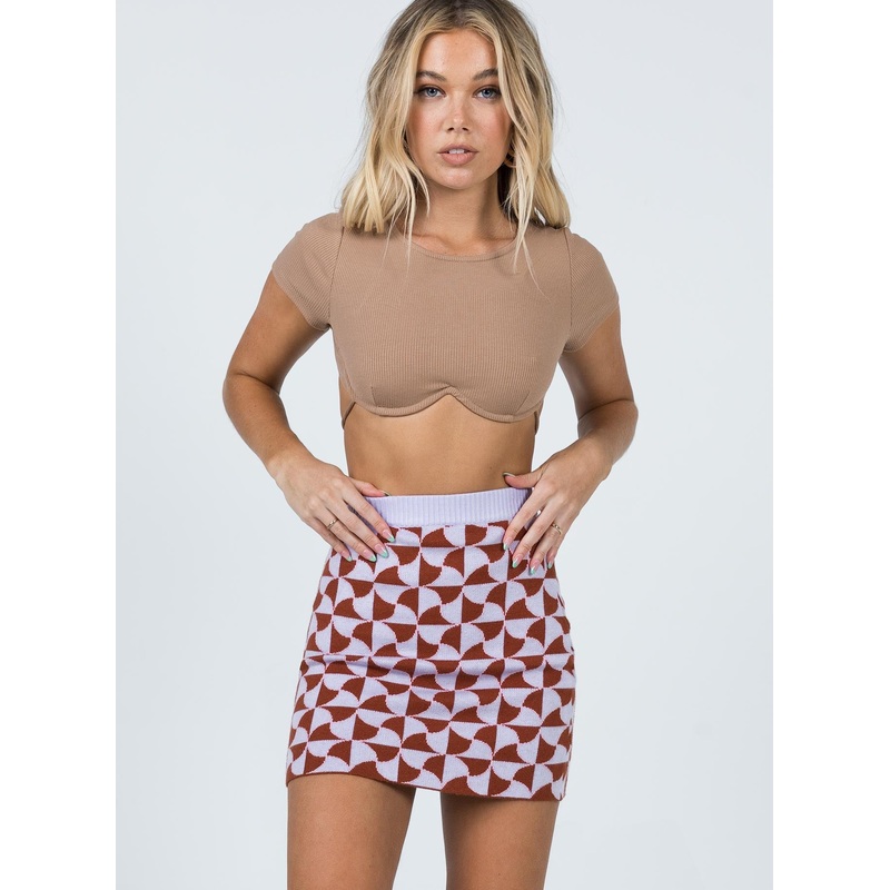 Renee Retro Tile Mini Skirt Purple