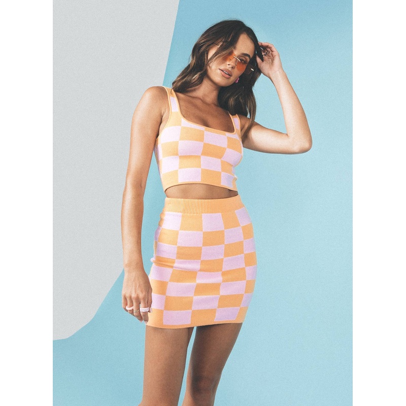 Task the Risk Mini Skirt Pink / Orange