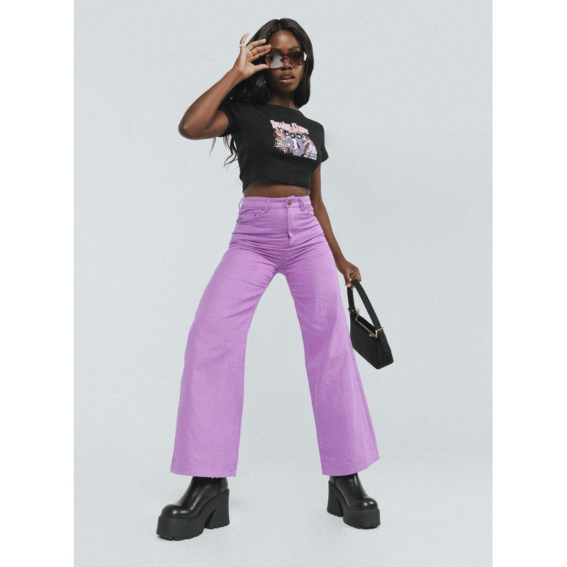 Demitra Wide Leg Jeans Purple
