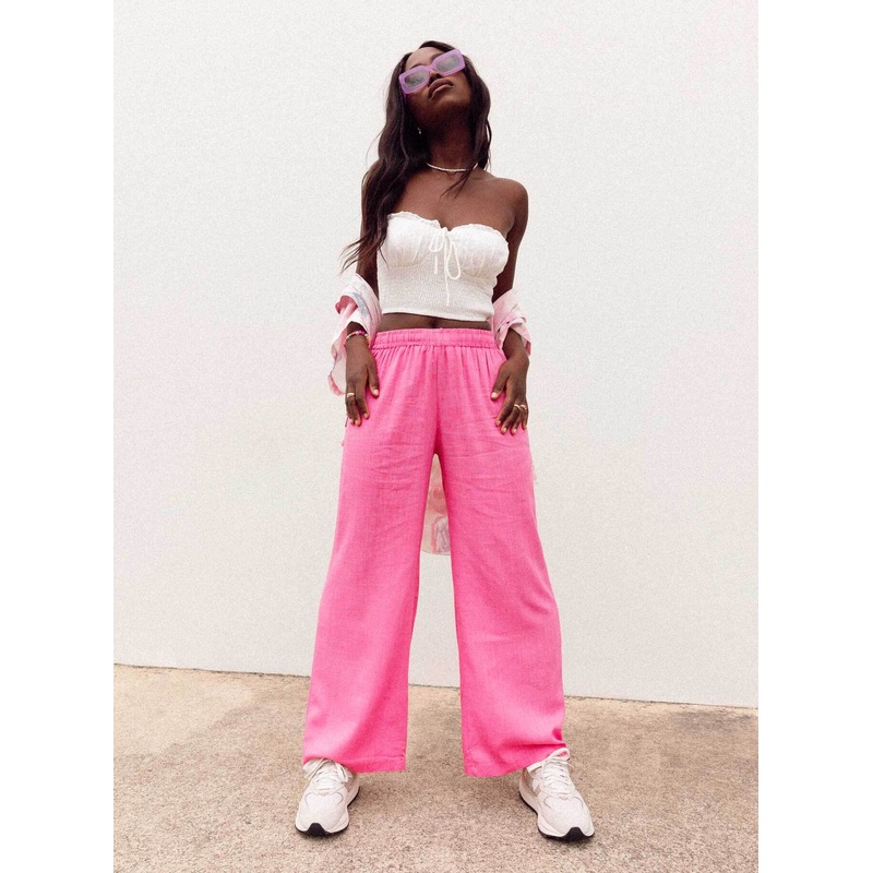Louis Linen Blend Pants Pink
