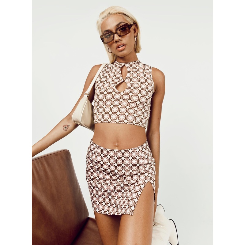 Motel Pelma Mini Skirt Chain Tangle Beige