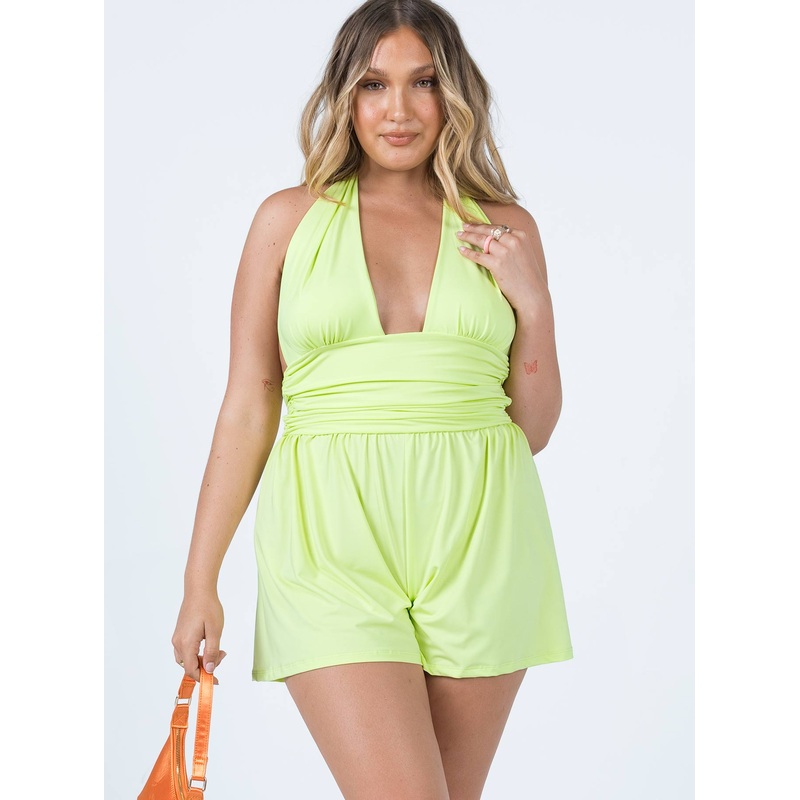 Coria Halter Playsuit Green