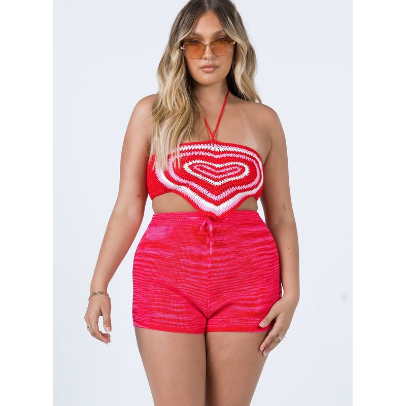 Leo Knit Shorts Red
