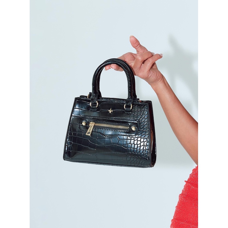 Peta & Jain Jaden Crossbody Bag Black Croc