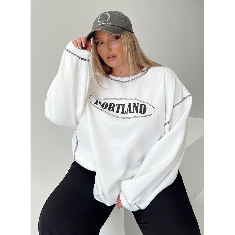 Portland Oversized Sweatshirt White Curve