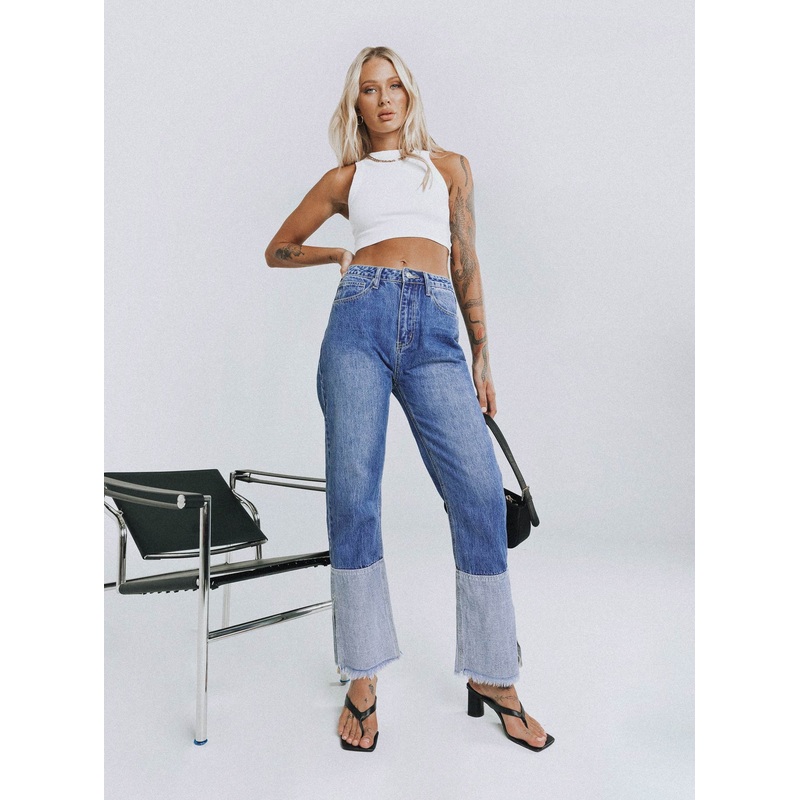 Rhode Straight Leg Spilt Hem Denim Jeans