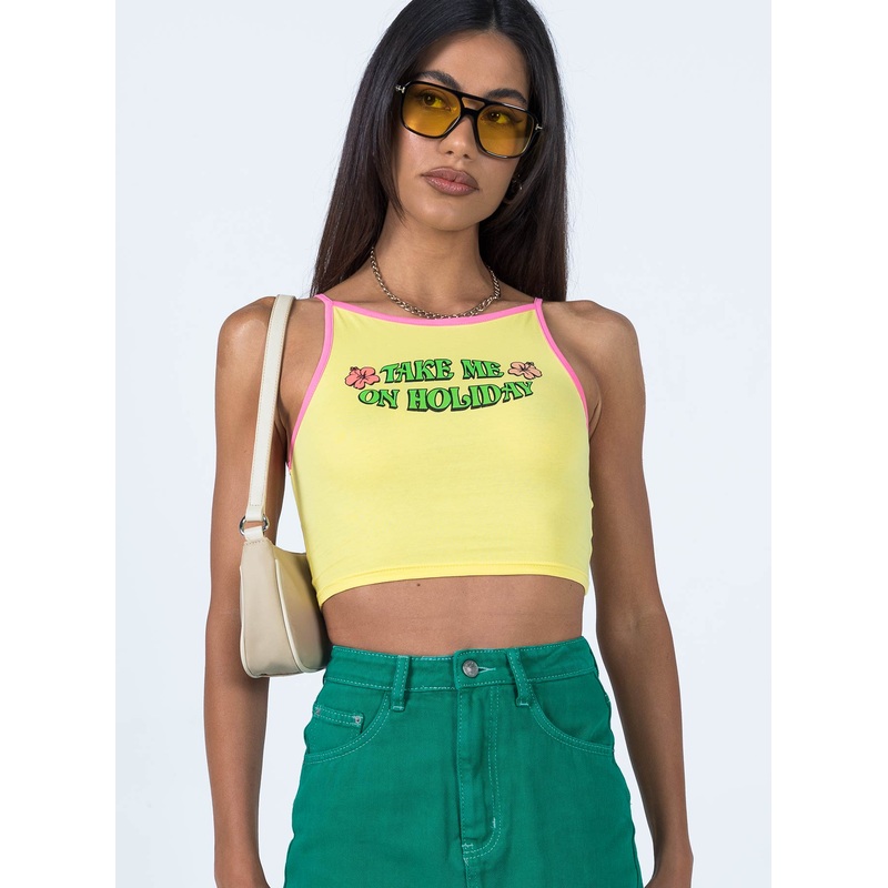 Take Me On Holiday Tank Top Yellow