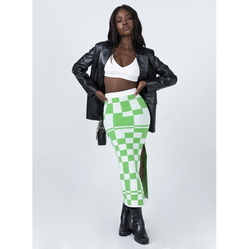 Whitemore Checkboard Midi Skirt Green