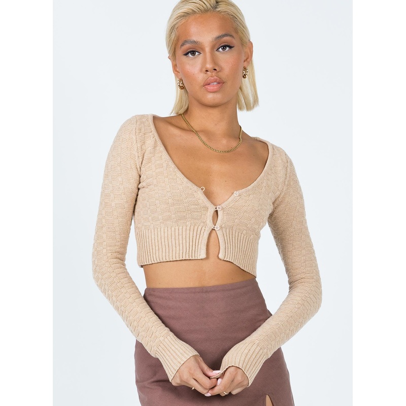 Ava Knit Cardigan Light Brown