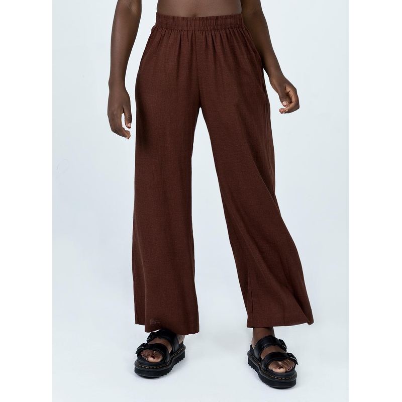 Louis Linen Blend Pants Brown