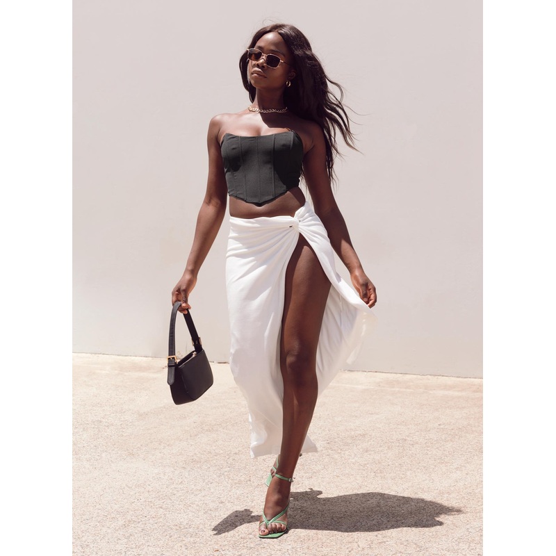 Maxine Split Maxi Skirt White