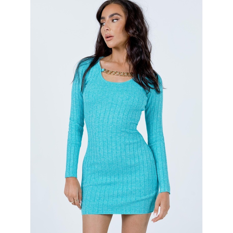 Shanti Long Sleeve Mini Dress Teal