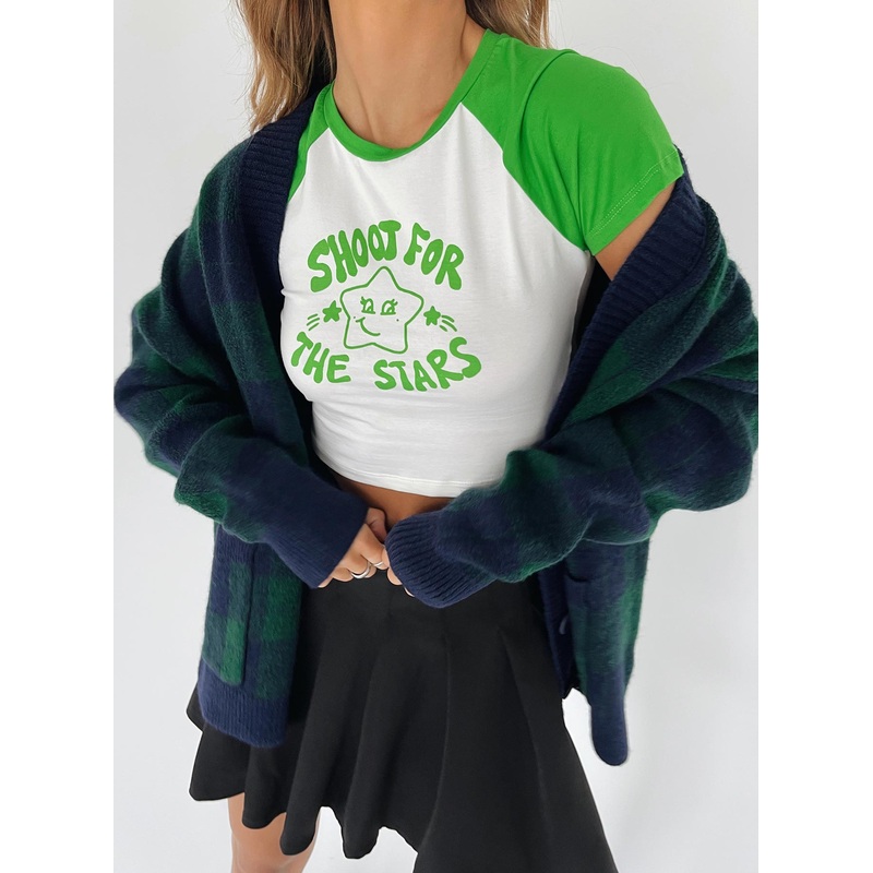 Shoot For The Stars Tee White / Green