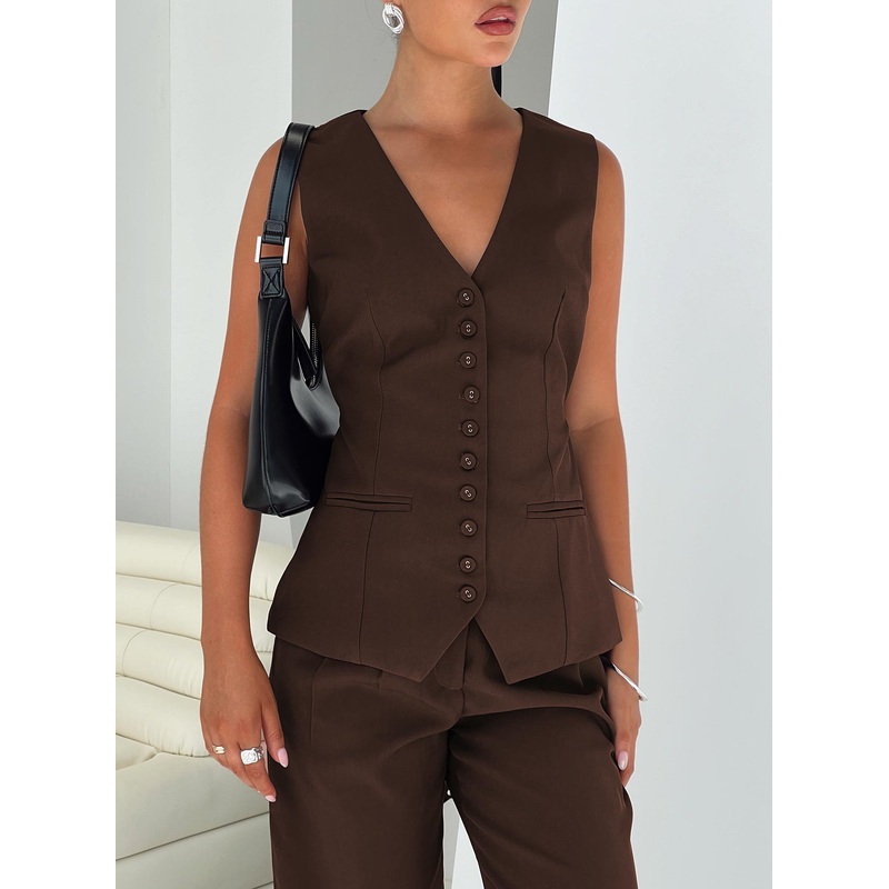 Ambient Longline Button Up Top Chocolate