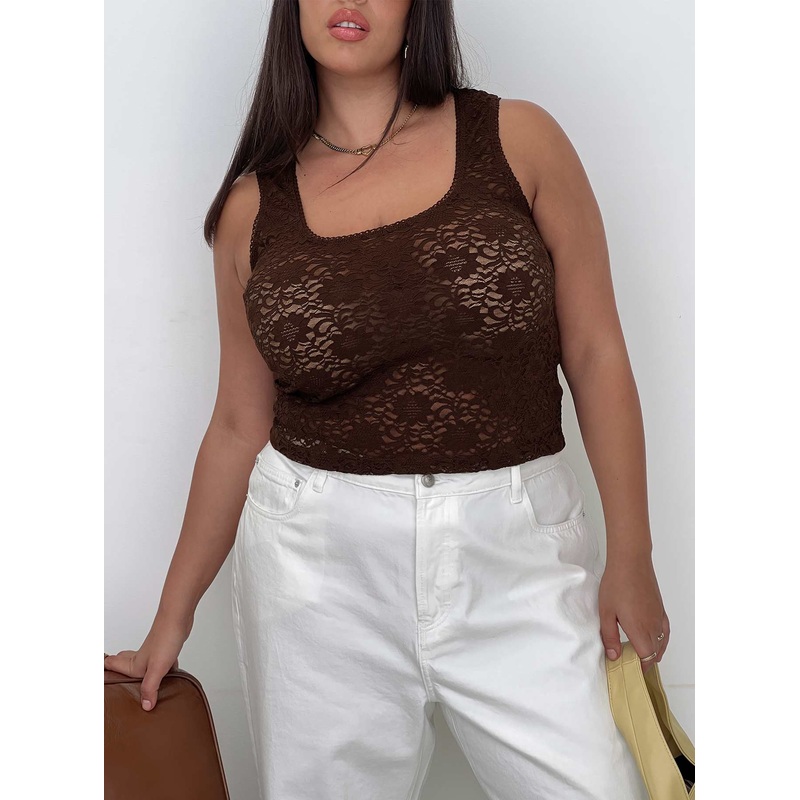 Bennington Lace Top Brown Curve