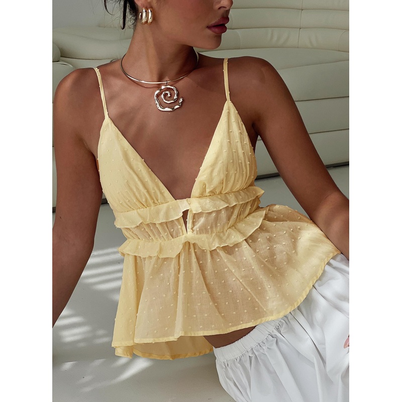 Blondelle Frill Detail Top Yellow