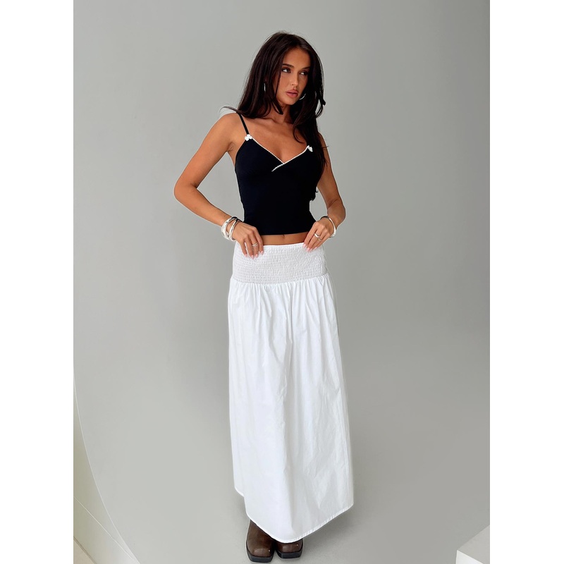Bohemia Shirred Maxi Skirt White