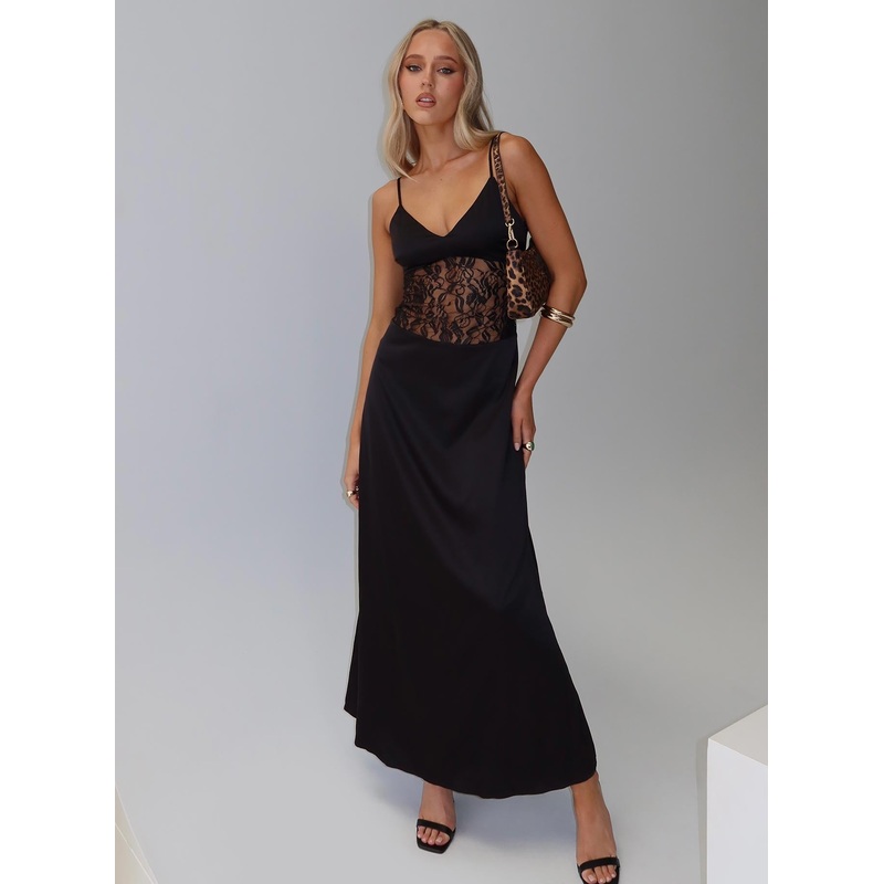 Captivate Lace Maxi Dress Black