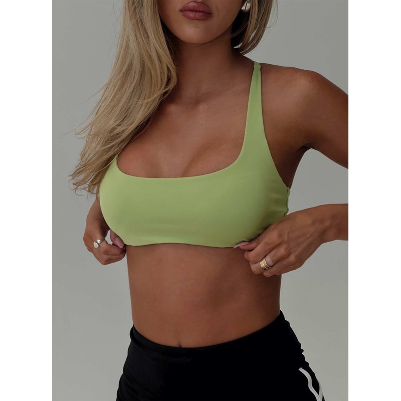 Finish Line Active Cross Back Top Green