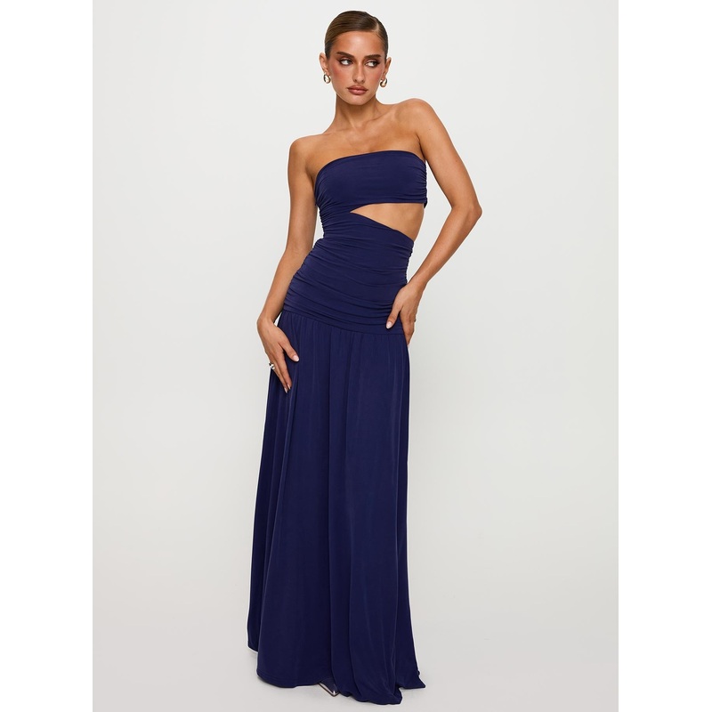 Grandeur Strapless Maxi Dress Navy