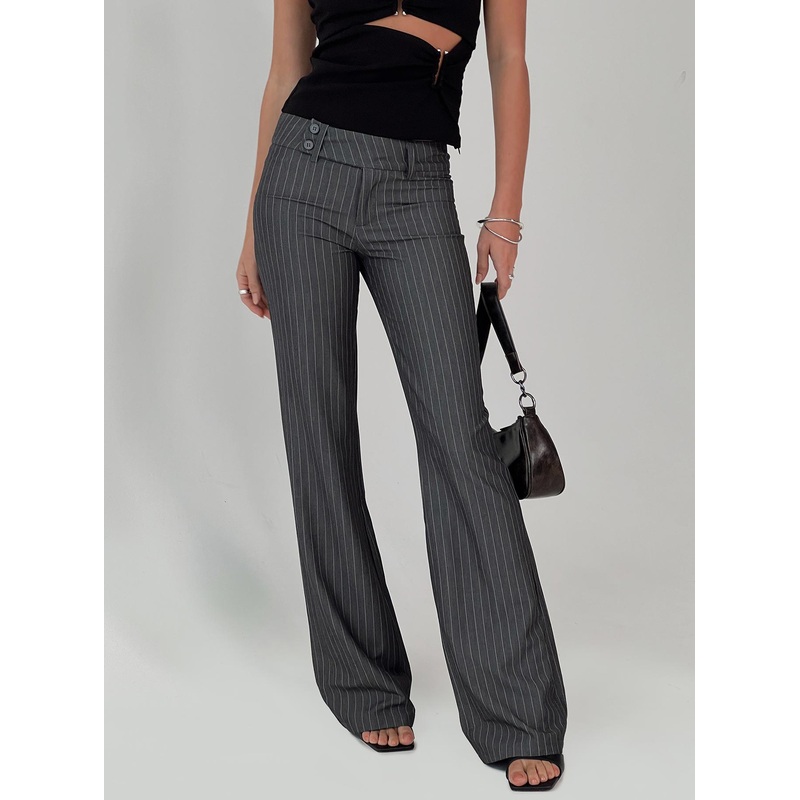 Kinkirk Flared Pants Grey Pinstripe Tall