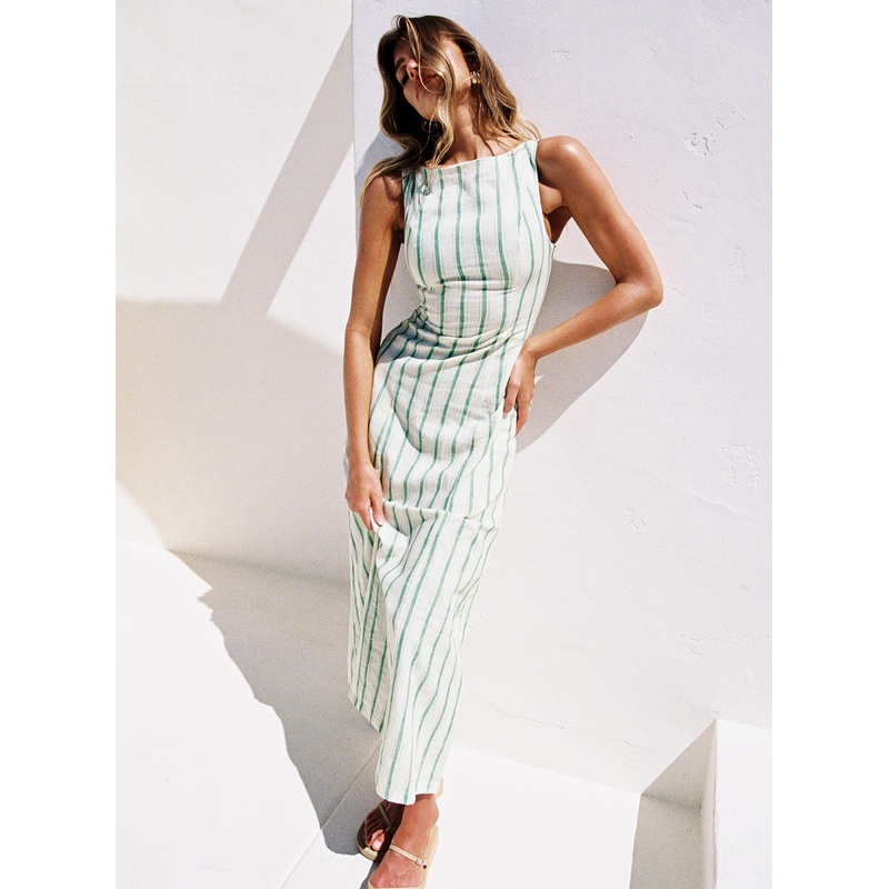Lewisa Maxi Dress Green Stripe Petite