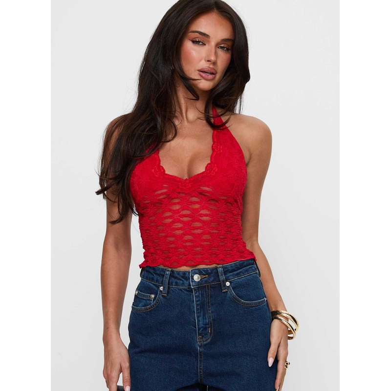 Only Angel Halter Top Red