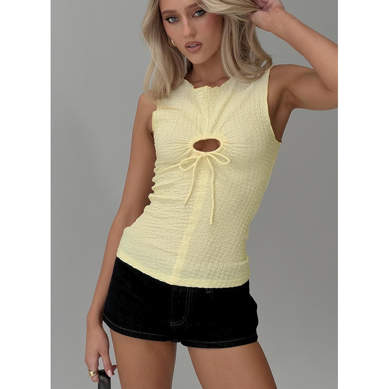 Souls Intertwine Cut Out Top Yellow