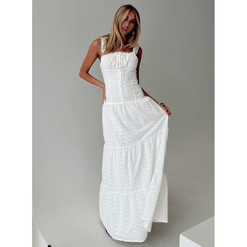 State Of Grace Embroidered Maxi Dress White
