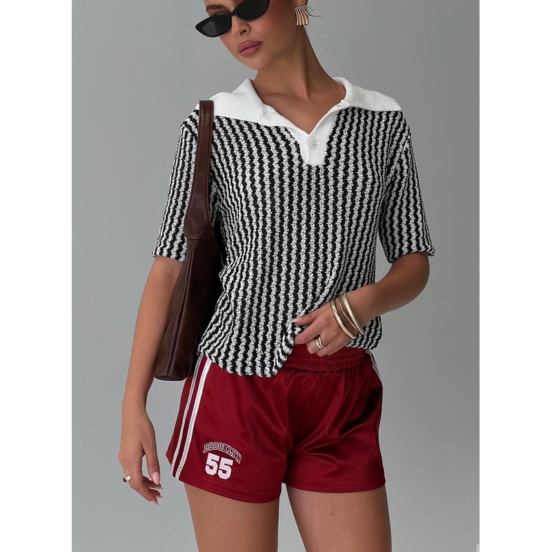 Tristar Collared Top Black