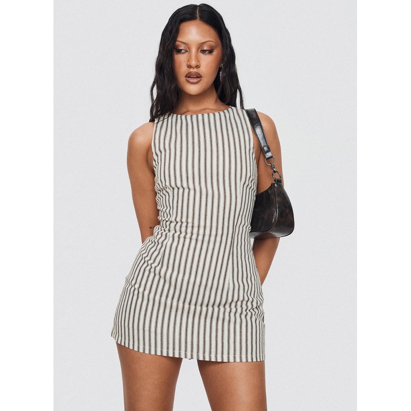 Yumiko Romper Brown Stripe Tall