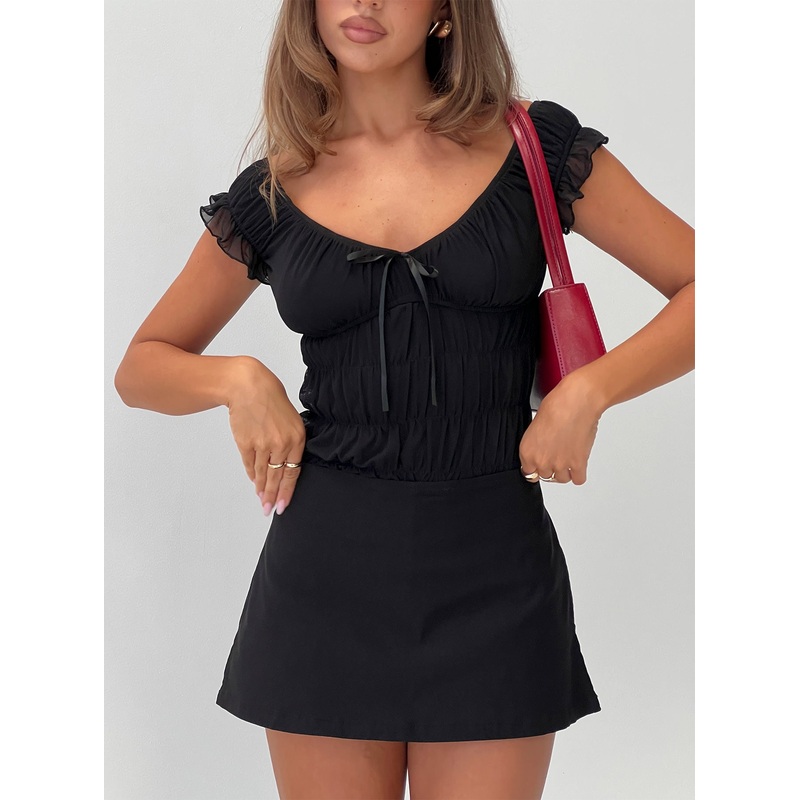 Ahead Of Myself Off Shoulder Bodysuit Black