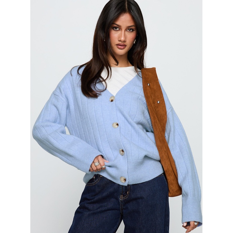 Come Back Soon Knit Cardigan Blue