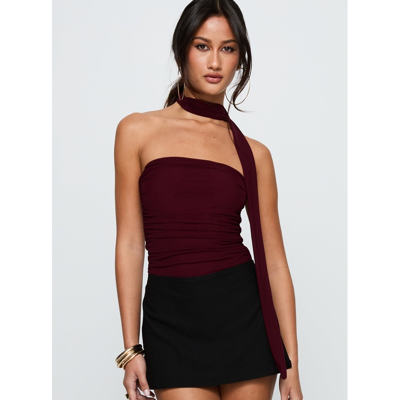 Sorelle Scarf Bodysuit Burgundy