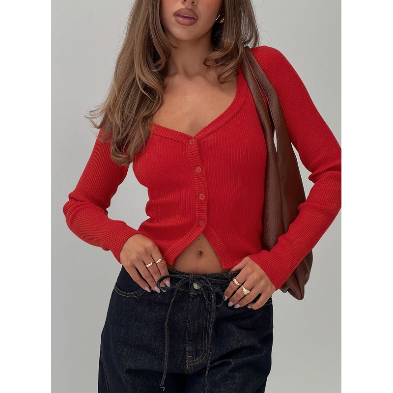 Sorenna Long Sleeve Top Red