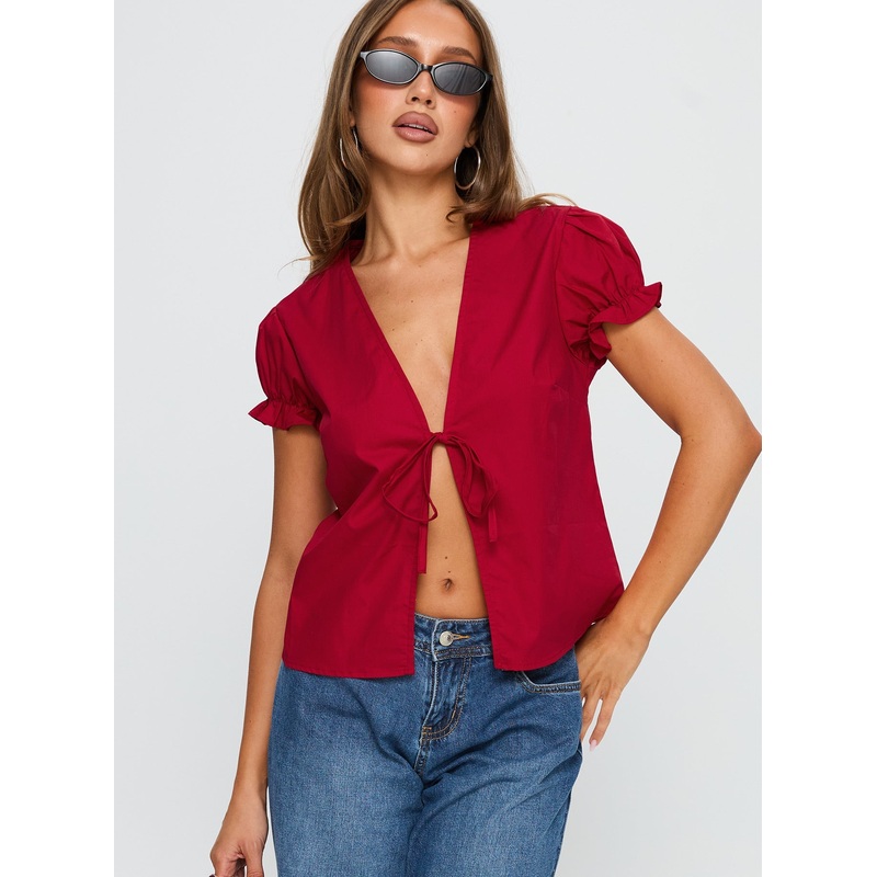 Starstruck Tie Up Top Red